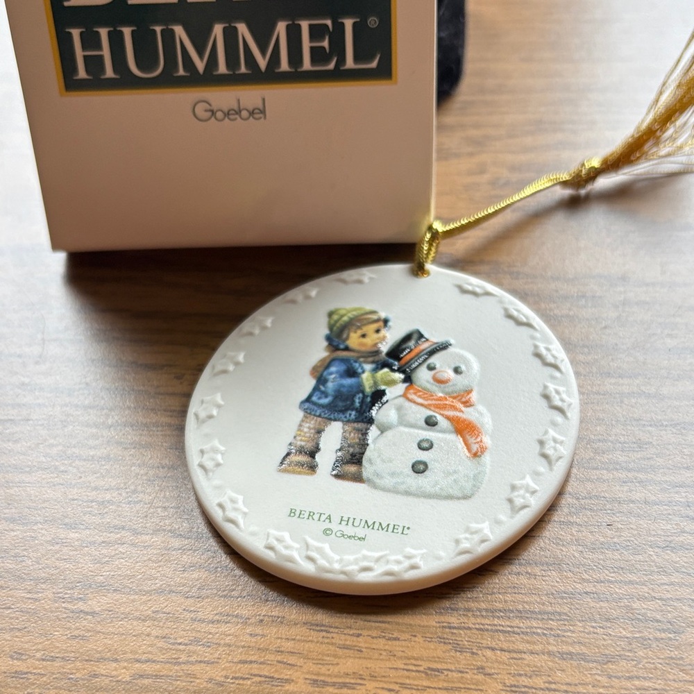 Goebel Berta Hummel Ornament - White and Gold with Winter Scene